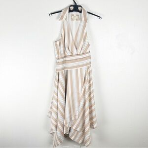 ANTHROPOLOGIE Maeve Asymmetrical Wrap Halter Top Side Zipper Shirt Dress Size 8